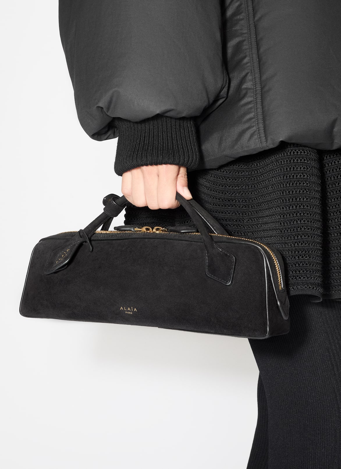 LE TECKEL CLUTCH IN SUEDE GOATSKIN ALAÏA BLACK LE TECKEL CLUTCH IN SUEDE GOATSKIN